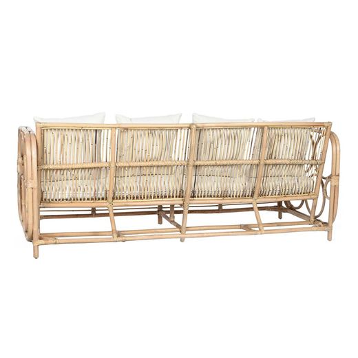 3-seater garden sofa in rattan and fabric in natural and beige, 192 x 72 x 75 cm | Fiber Outdoor