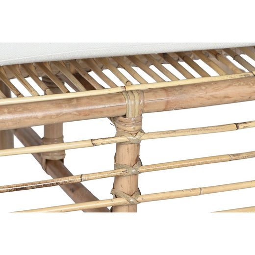 3-seater garden sofa in rattan and fabric in natural and beige, 192 x 72 x 75 cm | Fiber Outdoor