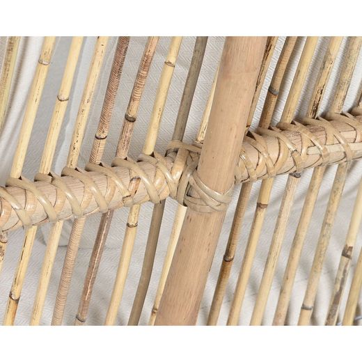 3-seater garden sofa in rattan and fabric in natural and beige, 192 x 72 x 75 cm | Fiber Outdoor