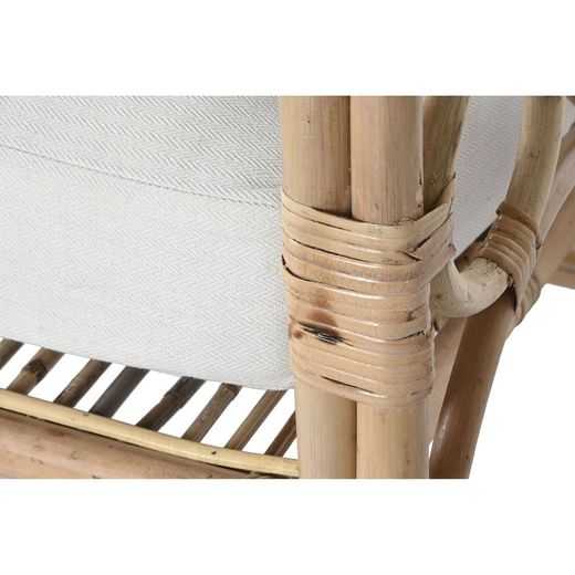 3-seater garden sofa in rattan and fabric in natural and beige, 192 x 72 x 75 cm | Fiber Outdoor