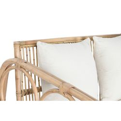 3-seater garden sofa in rattan and fabric in natural and beige, 192 x 72 x 75 cm | Fiber Outdoor