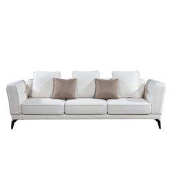 Sofá de 3 plazas blanco roto con cojines, 255x95x75 cm| Lucania Pärumm