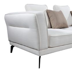 Sofá de 3 plazas blanco roto con cojines, 255x95x75 cm| Lucania Pärumm