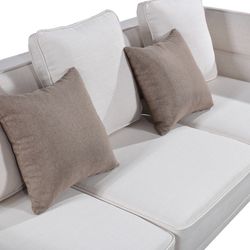 Sofá de 3 plazas blanco roto con cojines, 255x95x75 cm| Lucania Pärumm