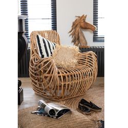 Fauteuil canné Ana, 87x99x89cm