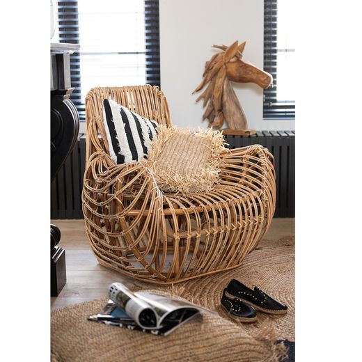 Fauteuil canné Ana, 87x99x89cm