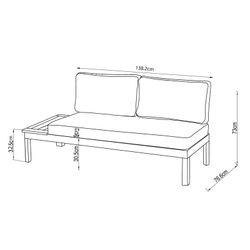 2 Seater Aluminum Garden Sofa 138.2x76.6x73 cm Gray with Built-in Table and Cushions