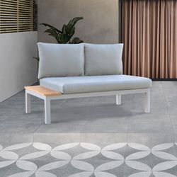 2 Seater Aluminum Garden Sofa 138.2x76.6x73 cm Gray with Built-in Table and Cushions