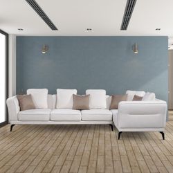 Sofá Esquinero 5 Plazas Lucania Pärumm 325x95/190x75 cm Blanco Roto con Cojines