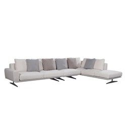Sofá de canto composto por sofá de 3 lugares com chaise longue à esquerda e poltrona, bege Pärumm Udine, 385 x (95/235) x 70 cm