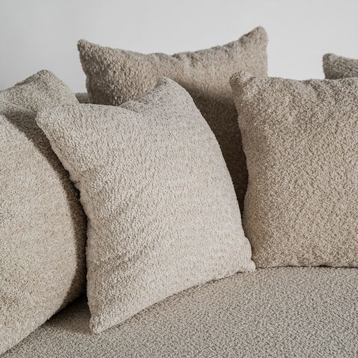 Sofá individual em tecido bouclé bege, 125 x 120 x 78 cm | Merkem