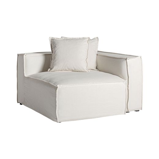 Sofá modular con brazo de tejido en blanco , 110 x 110 x 85 cm | Virolle