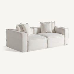 Sofá modular con brazo de tejido en blanco , 110 x 110 x 85 cm | Virolle