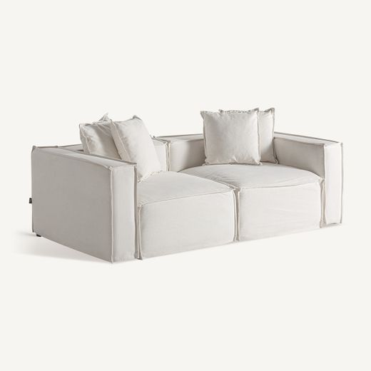 Sofá modular con brazo de tejido en blanco , 110 x 110 x 85 cm | Virolle