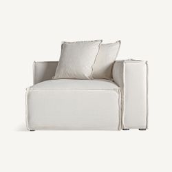 Sofá modular con brazo de tejido en blanco , 110 x 110 x 85 cm | Virolle