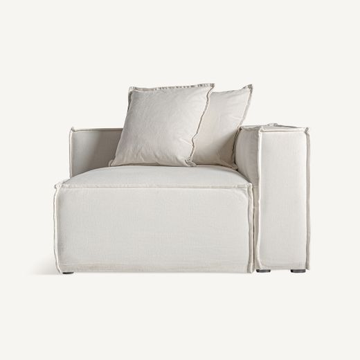 Sofá modular con brazo de tejido en blanco , 110 x 110 x 85 cm | Virolle