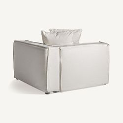 Sofá modular con brazo de tejido en blanco , 110 x 110 x 85 cm | Virolle