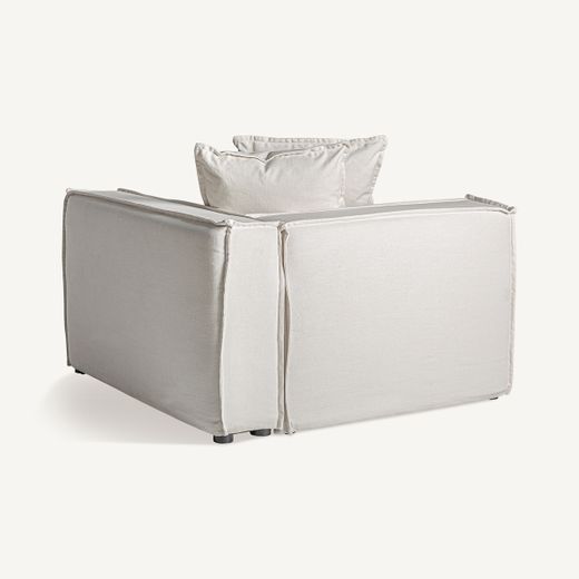 Sofá modular con brazo de tejido en blanco , 110 x 110 x 85 cm | Virolle