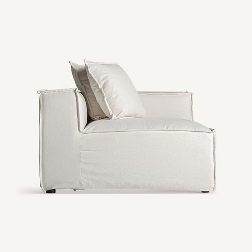 Sofá modular con brazo de tejido en blanco , 110 x 110 x 85 cm | Virolle