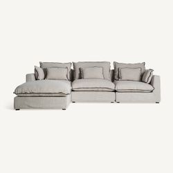 Sofá modular con brazo de tejido en blanco , 96 x 108 x 94 cm | Bief