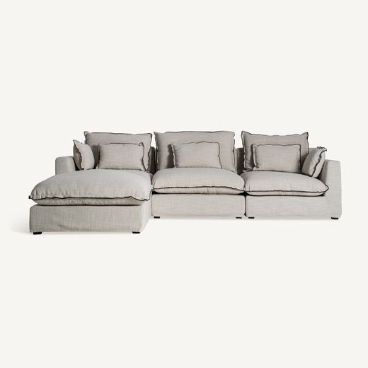 Sofá modular con brazo de tejido en blanco , 96 x 108 x 94 cm | Bief