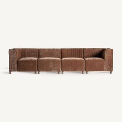 Sofá modular con brazo de tejido en marrón, 83 x 83 x 76 cm | Trevic