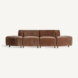 Sofá modular con brazo de tejido en marrón, 83 x 83 x 76 cm | Trevic