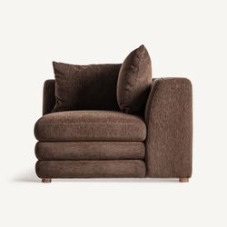 Sofá modular con brazo de tejido en marrón, 99 x 99 x 85 cm | Alfter