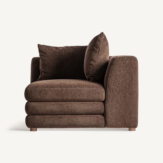Sofá modular con brazo de tejido en marrón, 99 x 99 x 85 cm | Alfter