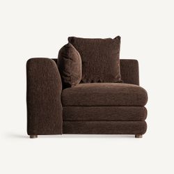 Sofá modular con brazo de tejido en marrón, 99 x 99 x 85 cm | Alfter