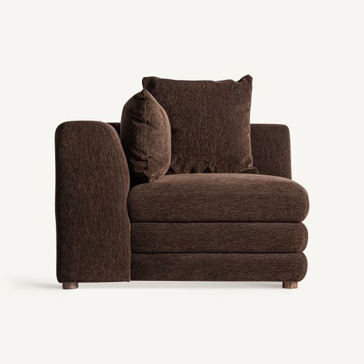 Sofá modular con brazo de tejido en marrón, 99 x 99 x 85 cm | Alfter