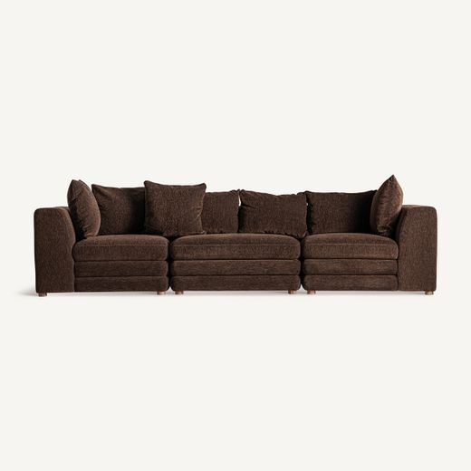 Sofá modular con brazo de tejido en marrón, 99 x 99 x 85 cm | Alfter