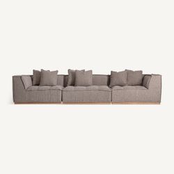 Sofá modular con brazo de tejido en marrón jaspeado, 122 x 122 x 88 cm | Vittel