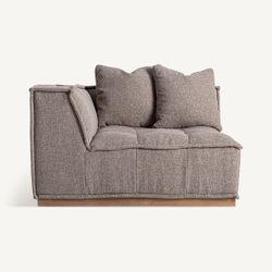 Sofá modular con brazo de tejido en marrón jaspeado, 122 x 122 x 88 cm | Vittel