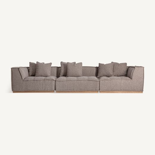 Sofá modular con brazo de tejido en marrón jaspeado, 122 x 122 x 88 cm | Vittel