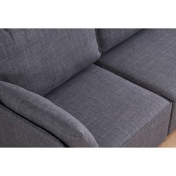 Sofá modular cinza madeira e poliéster, 186 x 93 x 93 cm | mou