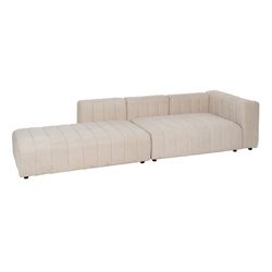Modular sofa in beige fabric, 298 x 100 x 66 cm | Unstructured
