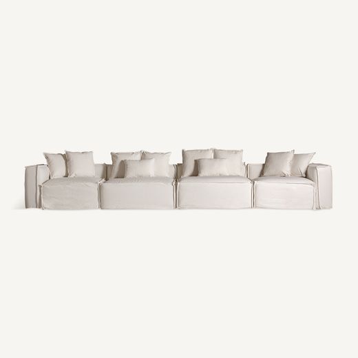 Sofá modular de tejido en blanco , 110 x 110 x 85 cm | Virolle