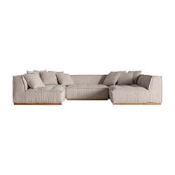 Canapé modulable en tissu et bois beige, 124 x 124 x 84 cm | Vittel
