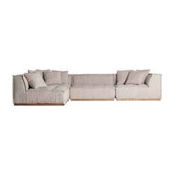 Canapé modulable en tissu et bois beige, 124 x 124 x 84 cm | Vittel