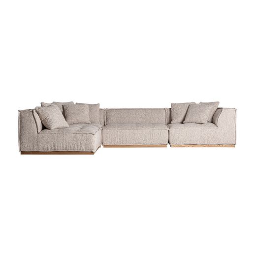 Canapé modulable en tissu et bois beige, 124 x 124 x 84 cm | Vittel