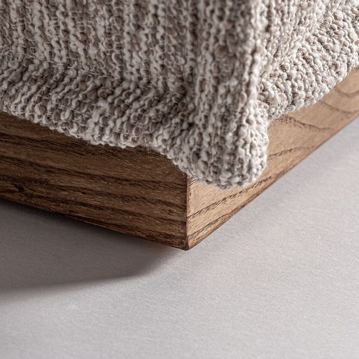 Canapé modulable en tissu et bois beige, 124 x 124 x 84 cm | Vittel
