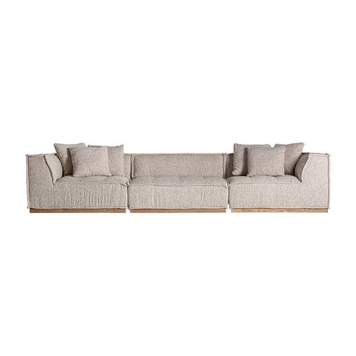 Canapé modulable en tissu et bois beige, 124 x 124 x 84 cm | Vittel
