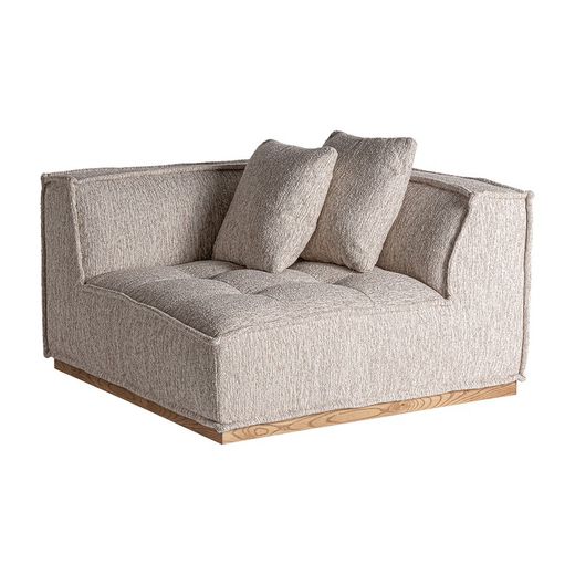 Canapé modulable en tissu et bois beige, 124 x 124 x 84 cm | Vittel