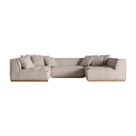 Canapé modulable en tissu et bois beige, 124 x 124 x 84 cm | Vittel