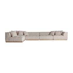 Canapé modulable en tissu et bois beige, 124 x 124 x 84 cm | Vittel