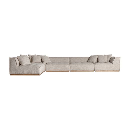 Canapé modulable en tissu et bois beige, 124 x 124 x 84 cm | Vittel