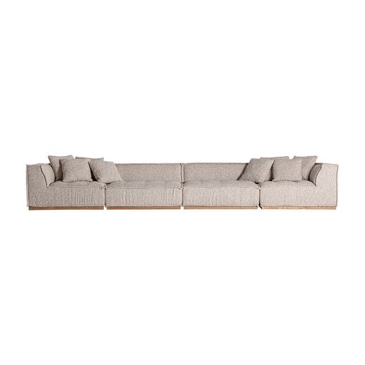 Canapé modulable en tissu et bois beige, 124 x 124 x 84 cm | Vittel