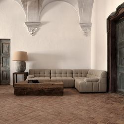 Canapé modulable en tissu et bois beige, 95 x 95 x 63 cm | Winzer