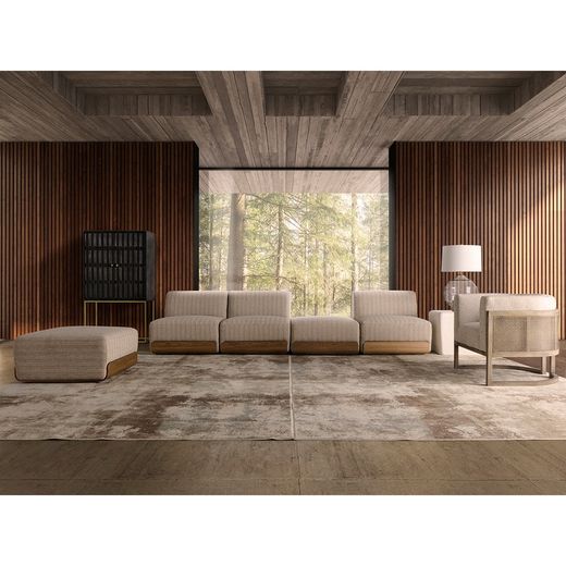 Modular fabric and wood sofa in cream, 90 x 82 x 76 cm | Kocs